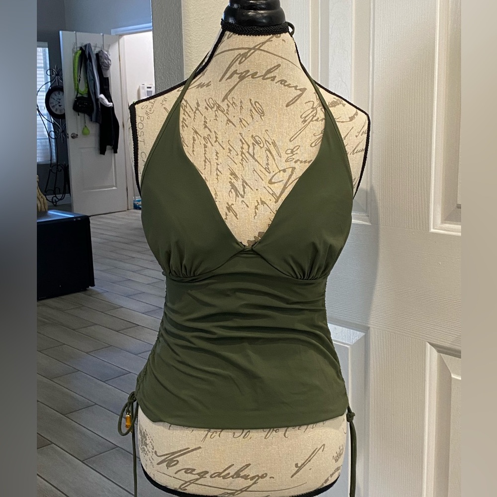 Victoria secret Olive Green Halter swim Top 36C New